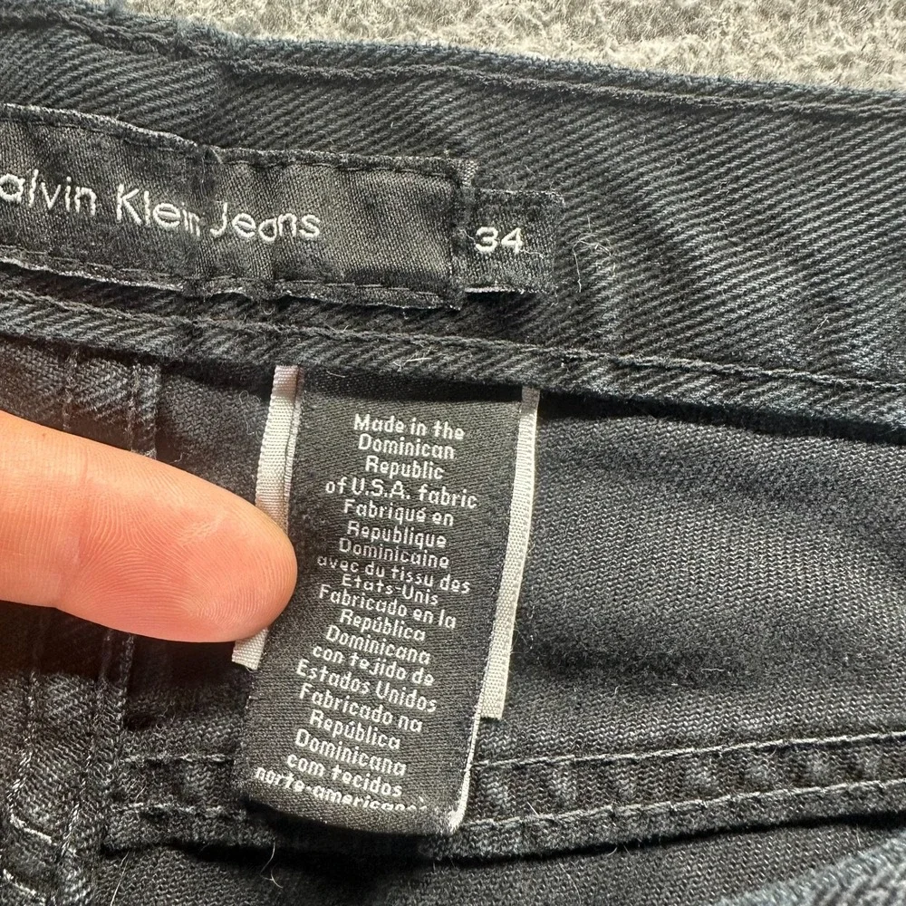 Vintage Calvin Klein Jeans Men 32x29 Black Cotton Denim Straight Workwear Travel